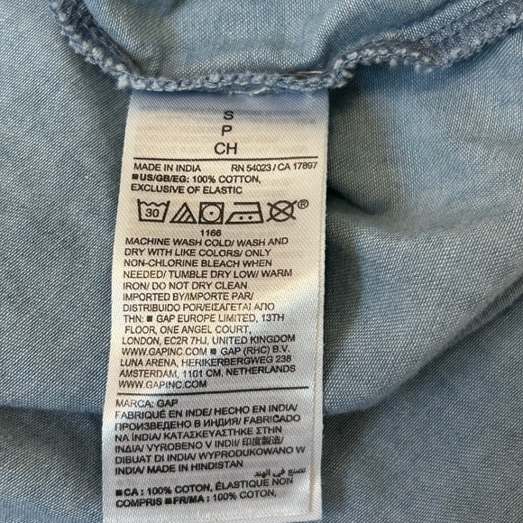 Gap Chambray Blue Puff Sleeve Smocked Mini Dress | Size S - Picture 6 of 8